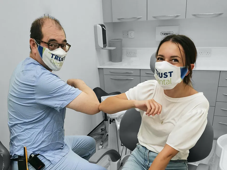Trust dental dentist working with someone