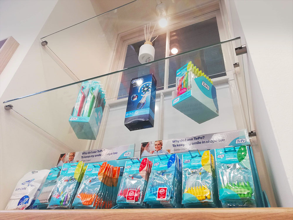 TRUST Dental products on display in reception